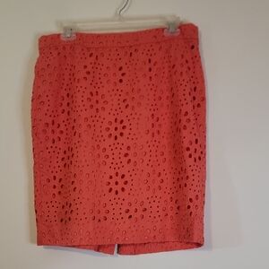 J. Crew Vibrant Coral Pencil Skirt